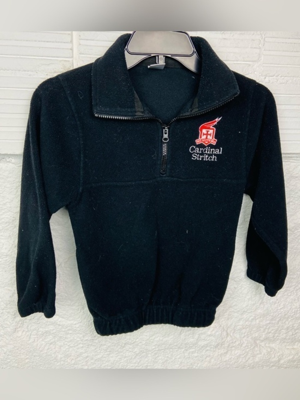 Cardinal stretch private Catholic school Black Fleece Quarter-Zip sweater SZ S